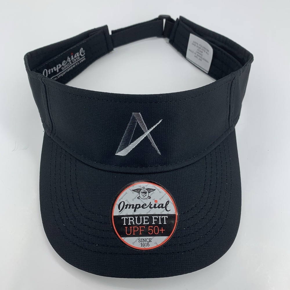 Unknown A Logo Visor Golf Hat Black Imperial True Fit OSFA Adjustable Cap